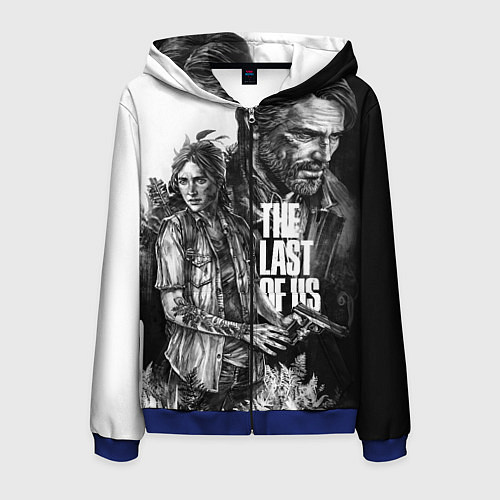 Мужская толстовка на молнии THE LAST OF US ЧЁРНО БЕЛЫЙ / 3D-Синий – фото 1