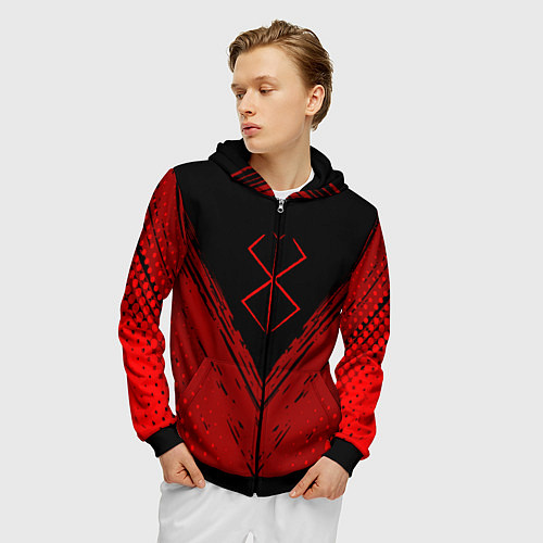 Мужская толстовка на молнии Berserk - Берсерк / 3D-Черный – фото 3