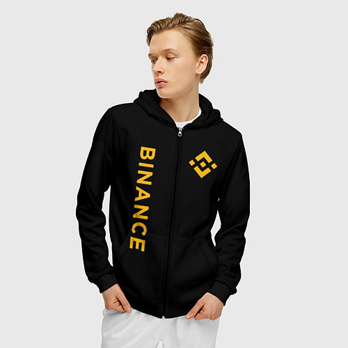 Мужская толстовка на молнии БИНАНС ЛОГО КАРБОН BINANCE LOGO / 3D-Черный – фото 3