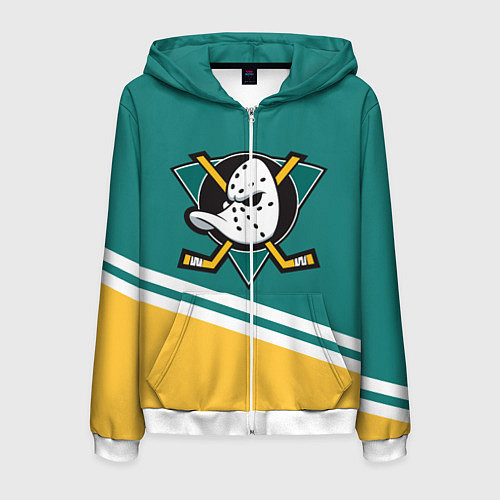 Мужская толстовка на молнии Анахайм Дакс, NHL / 3D-Белый – фото 1