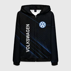 Толстовка 3D на молнии мужская Volkswagen, sport, цвет: 3D-черный