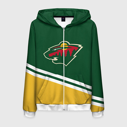 Мужская толстовка на молнии Minnesota Wild NHL / 3D-Белый – фото 1