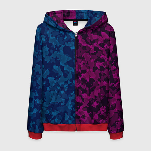 Мужская толстовка на молнии NEON MILITARY НЕОНОВОЕ МИЛИТАРИ / 3D-Красный – фото 1