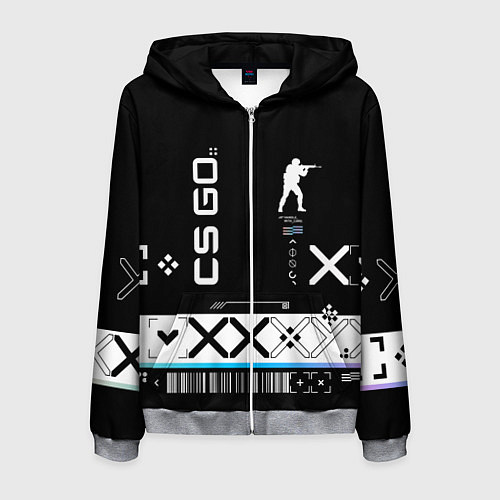 Мужская толстовка на молнии Поток информации СS:GO / 3D-Меланж – фото 1
