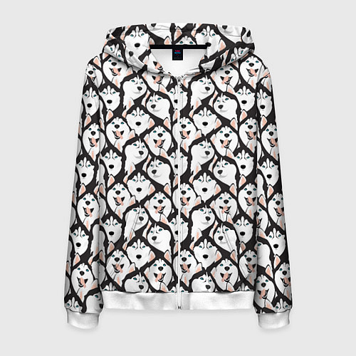 Мужская толстовка на молнии Сибирский Хаски Husky / 3D-Белый – фото 1