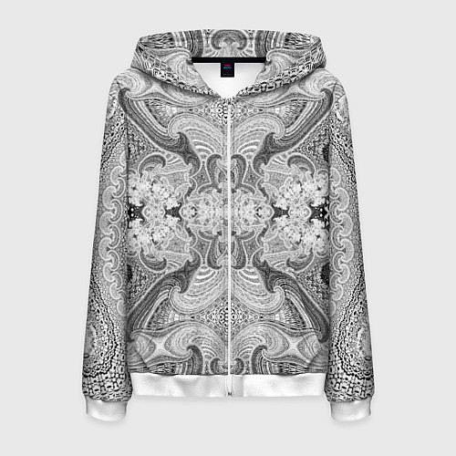 Мужская толстовка на молнии Черно-белый абстрактный узор / 3D-Белый – фото 1