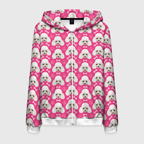 Мужская толстовка на молнии Собака Пудель / 3D-Белый – фото 1