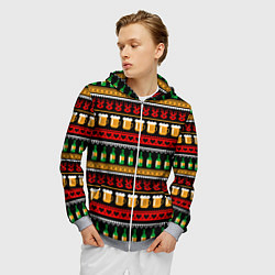 Толстовка 3D на молнии мужская Пивной свитер, цвет: 3D-меланж — фото 2