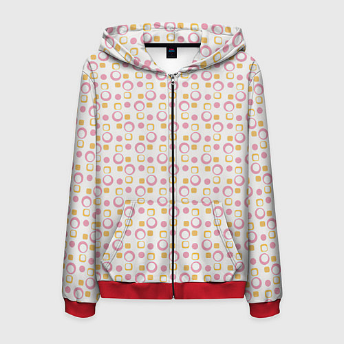 Мужская толстовка на молнии Векторные круги / 3D-Красный – фото 1