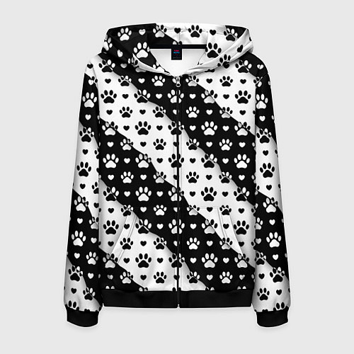 Мужская толстовка на молнии Следы от Лап / 3D-Черный – фото 1