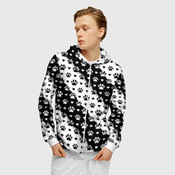 Толстовка 3D на молнии мужская Следы от Лап, цвет: 3D-белый — фото 2