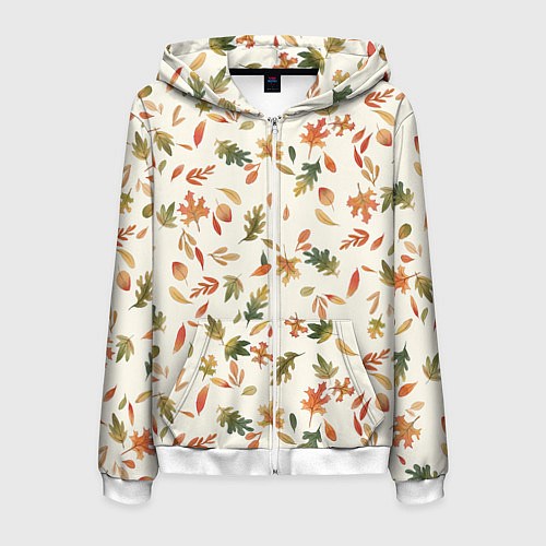 Мужская толстовка на молнии Тёплая осень / 3D-Белый – фото 1