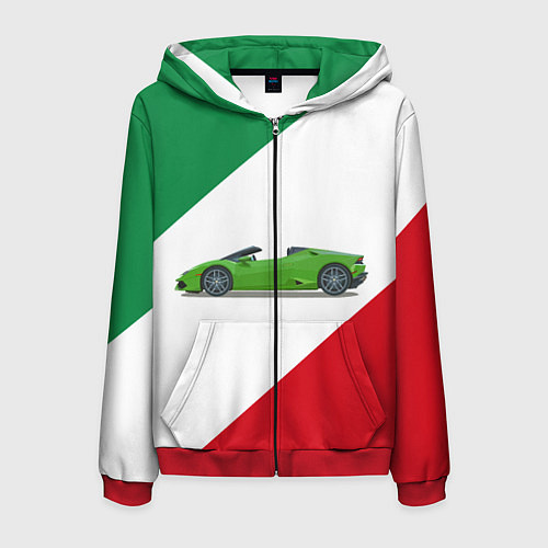 Мужская толстовка на молнии Lamborghini Италия / 3D-Красный – фото 1