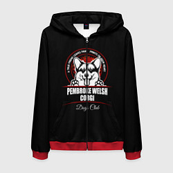 Толстовка 3D на молнии мужская Вельш-Корги Пемброк Corgi, цвет: 3D-красный