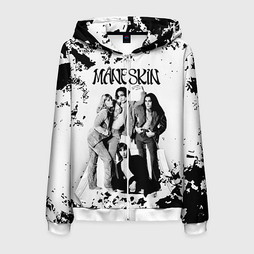 Мужская толстовка на молнии Maneskin Монэскин, рок - группа / 3D-Белый – фото 1