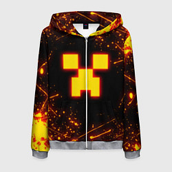 Толстовка 3D на молнии мужская ОГНЕННЫЙ КРИПЕР, МАЙНКРАФТ, цвет: 3D-меланж