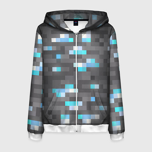 Мужская толстовка на молнии АЛМАЗНАЯ РУДА DIAMOND ORE MINCRAFT / 3D-Белый – фото 1