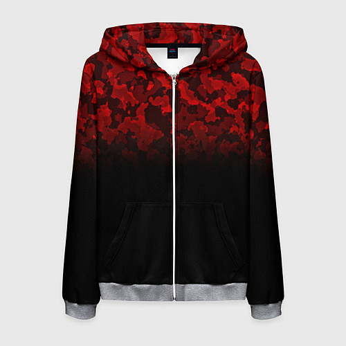 Мужская толстовка на молнии BLACK RED CAMO RED MILLITARY / 3D-Меланж – фото 1