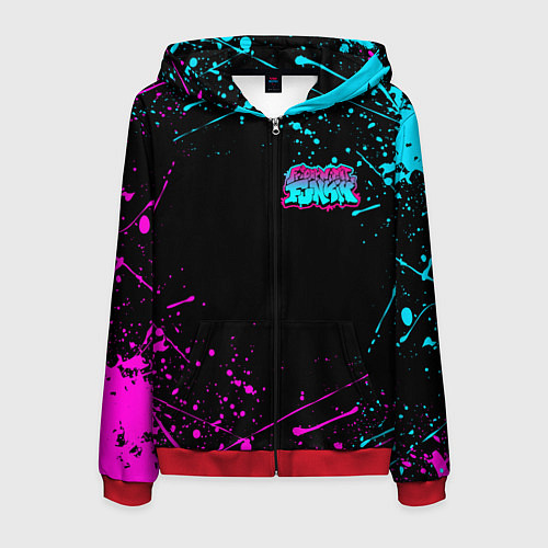 Мужская толстовка на молнии FRIDAY NIGHT FUNKIN NEON COLORS НЕОНОВЫЕ БРЫЗГИ / 3D-Красный – фото 1