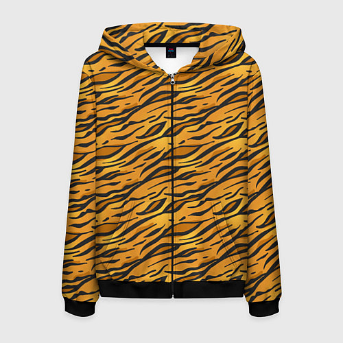 Мужская толстовка на молнии Тигровый Окрас Tiger / 3D-Черный – фото 1