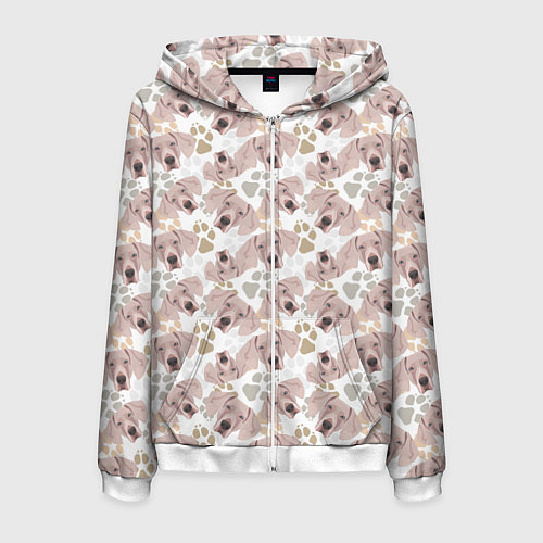 Мужская толстовка на молнии Собака Веймаранер / 3D-Белый – фото 1