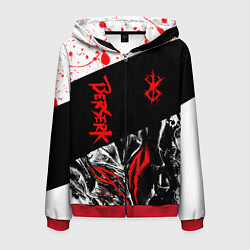 Толстовка 3D на молнии мужская Берсерк черная маска с логотипом, цвет: 3D-красный