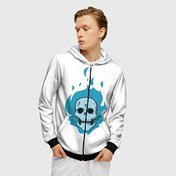 Толстовка 3D на молнии мужская Череп Cute Angel парный, цвет: 3D-черный — фото 2