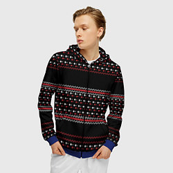 Толстовка 3D на молнии мужская НОВОГОДНИЙ ПАТТЕРН SWEATER, цвет: 3D-синий — фото 2
