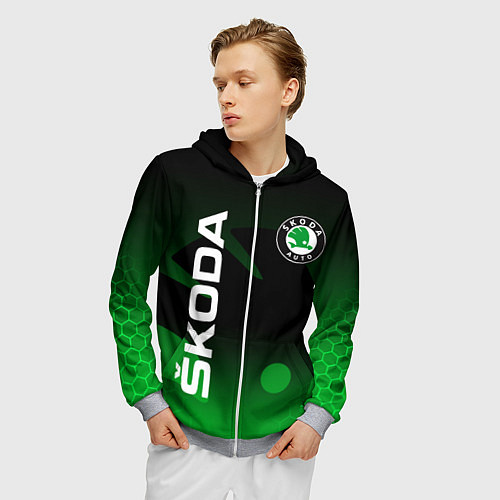 Мужская толстовка на молнии SKODA SPORT GRADIENT ШКОДА СПОРТ / 3D-Меланж – фото 3