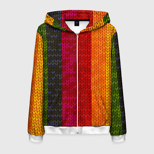 Мужская толстовка на молнии Вязаная радуга / 3D-Белый – фото 1