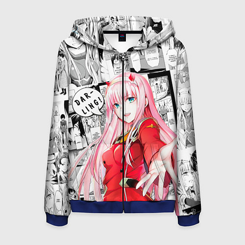 Мужская толстовка на молнии Zero Two Зеро ту на манге фрейм / 3D-Синий – фото 1