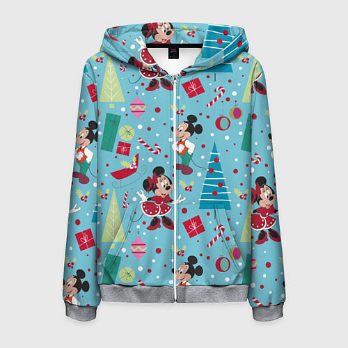 Мужская толстовка на молнии Mickey and Minnie pattern / 3D-Меланж – фото 1