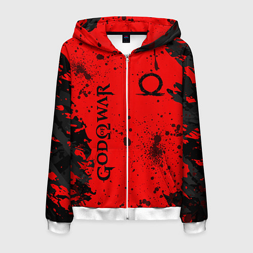 Мужская толстовка на молнии God of War Брызги крови / 3D-Белый – фото 1