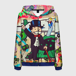 Толстовка 3D на молнии мужская Alec Monopoly ART, цвет: 3D-синий