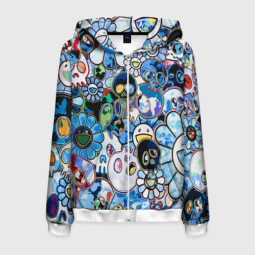 Мужская толстовка на молнии Буйство синих / 3D-Белый – фото 1