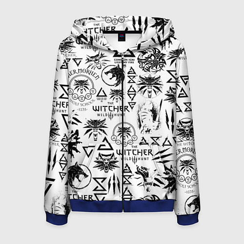 Мужская толстовка на молнии THE WITCHER LOGOBOMBING ЧЁРНО БЕЛЫЙ ВЕДЬМАК ПАТТЕР / 3D-Синий – фото 1