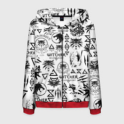Толстовка 3D на молнии мужская THE WITCHER LOGOBOMBING ЧЁРНО БЕЛЫЙ ВЕДЬМАК ПАТТЕР, цвет: 3D-красный