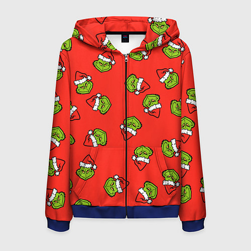 Мужская толстовка на молнии Гринч Похититель Рождества / 3D-Синий – фото 1