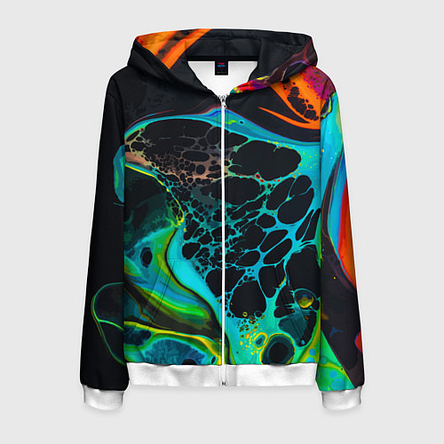 Мужская толстовка на молнии Огни большого города / 3D-Белый – фото 1