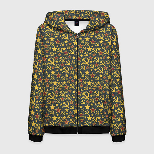 Мужская толстовка на молнии Серп и Молот - Коммунизм / 3D-Черный – фото 1