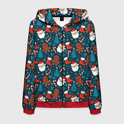 Толстовка 3D на молнии мужская ПОКРЫТО НОВЫМ ГОДОМ!, цвет: 3D-красный