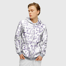 Толстовка 3D на молнии мужская МАТЕМАТИЧЕСКИЕ ФОРМУЛЫ НАУКА, цвет: 3D-меланж — фото 2