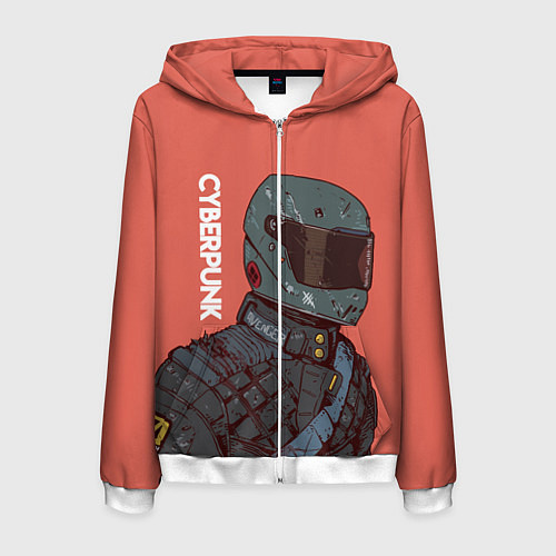 Мужская толстовка на молнии Cyberpunk Спина / 3D-Белый – фото 1