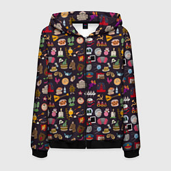 Толстовка 3D на молнии мужская Российская история и русская культура паттерн, цвет: 3D-черный