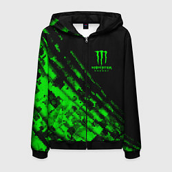 Толстовка 3D на молнии мужская Monster Energy Текстура, цвет: 3D-черный