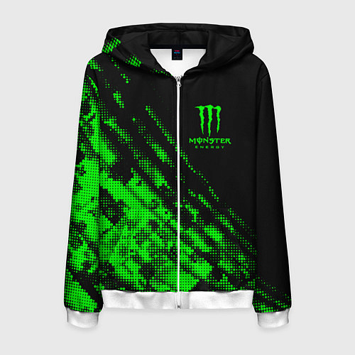 Мужская толстовка на молнии Monster Energy Текстура / 3D-Белый – фото 1