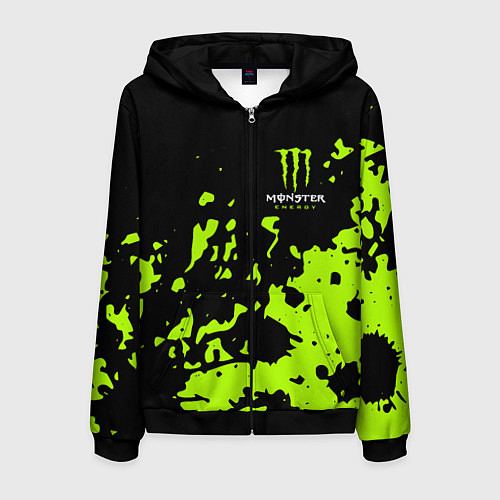 Мужская толстовка на молнии Monster Energy green / 3D-Черный – фото 1