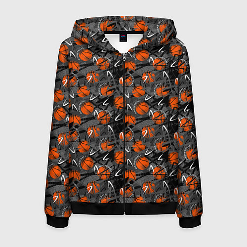 Мужская толстовка на молнии Баскетбольные Мячи Basketball / 3D-Черный – фото 1