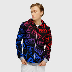 Толстовка 3D на молнии мужская POPPY PLAYTIME LOGO NEON, ХАГИ ВАГИ, цвет: 3D-меланж — фото 2