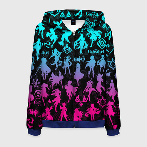 Мужская толстовка на молнии ГЕНШИН ИМПАКТ НЕОН ПЕРСОНАЖИ ИГРЫ GENSHIN IM ACT L / 3D-Синий – фото 1